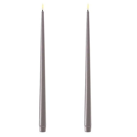 Glossy Grey Wetlook LED Tapers 15.2" (Set of 2)