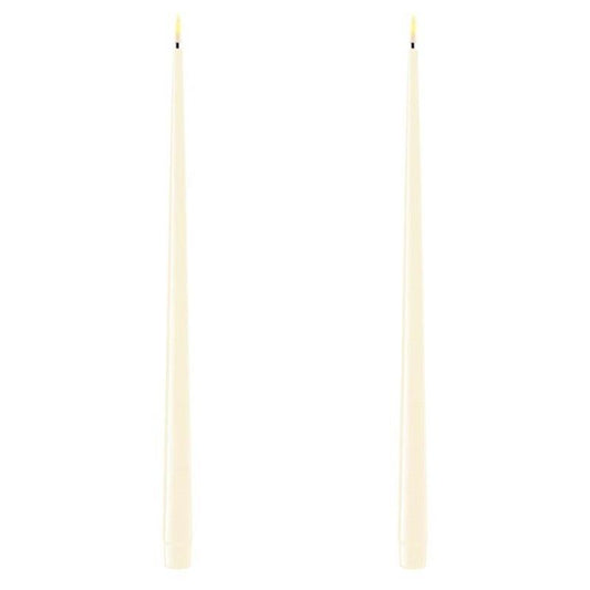 Glossy Cream Wetlook LED Tapers 15.2" (Set of 2)