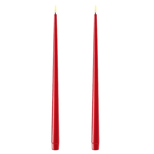 Glossy Red Wetlook LED Tapers 15" (Set of 2)