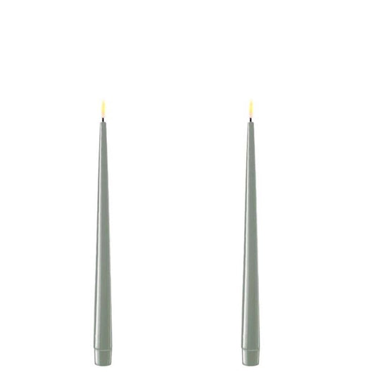 Glossy Salvie Green Wetlook LED Tapers 11" (Set of 2)