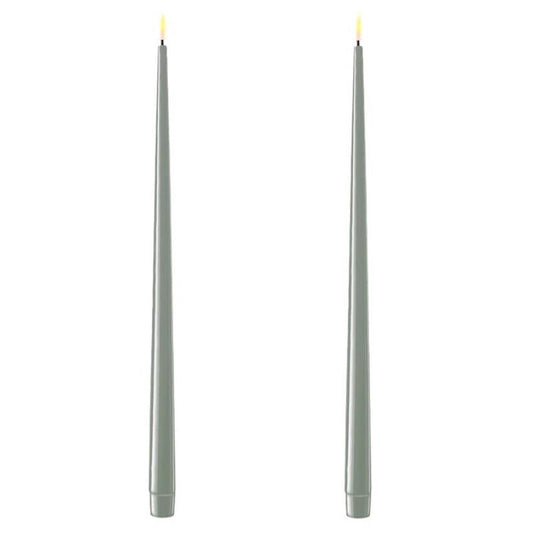 Glossy Salvie Green Wetlook LED Tapers 15" (Set of 2)