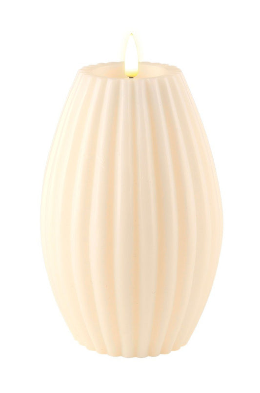 Cream Stripe Wetlook LED Candle 4" x 6"