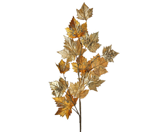 Gold Metallic Maple Leaf Spray