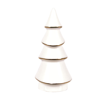 White Ceramic Tree with Gold Trim