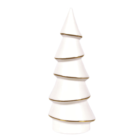 White Ceramic Tree with Gold Trim