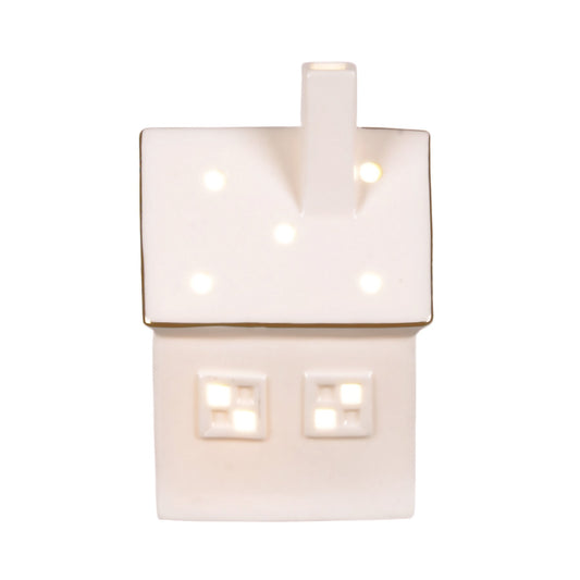 Ceramic LED House with Gold Trim 5"