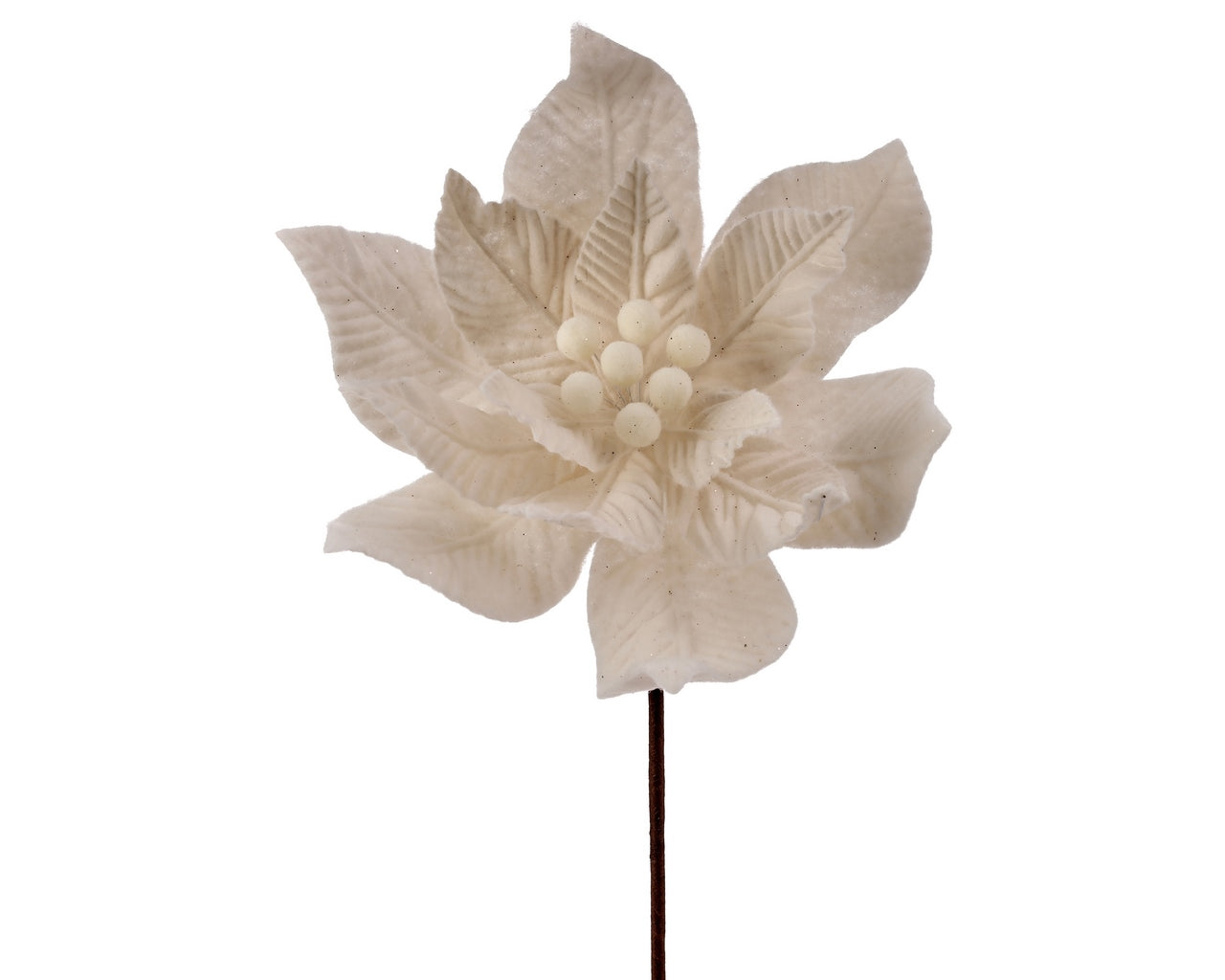 Felt Poinsettia 24″ Stem – Ivory