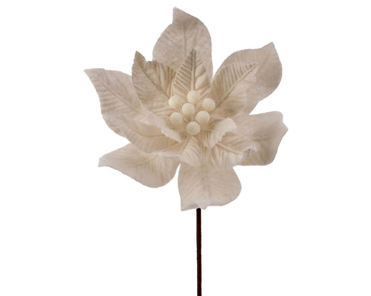 Felt Poinsettia 24″ Stem – Ivory