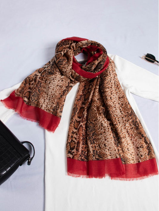 Red Snake Skin Print Scarf