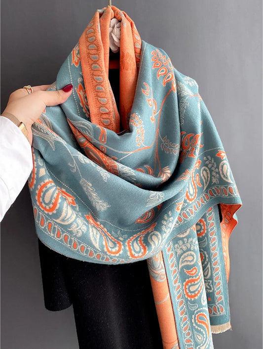 Blue Paisley Blanket Scarf
