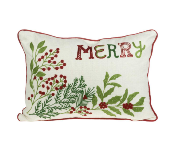 Merry Berry Cushion with Holly 18" x 13"
