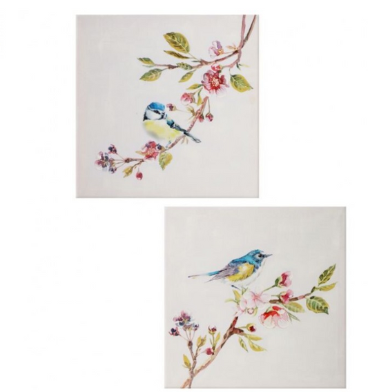 Bird on Blossom Canvas 16" (2 Styles) **Store Pickup Only**