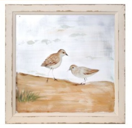 Beige Sea Birds Painted on Screen 16" **Store Pickup Only**