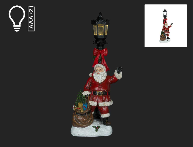 LED Santa with Lamp Post