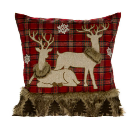Red Plaid Deer Cushion (2 Sizes)
