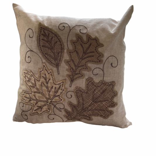 Leaf Burlap Natural Cushion