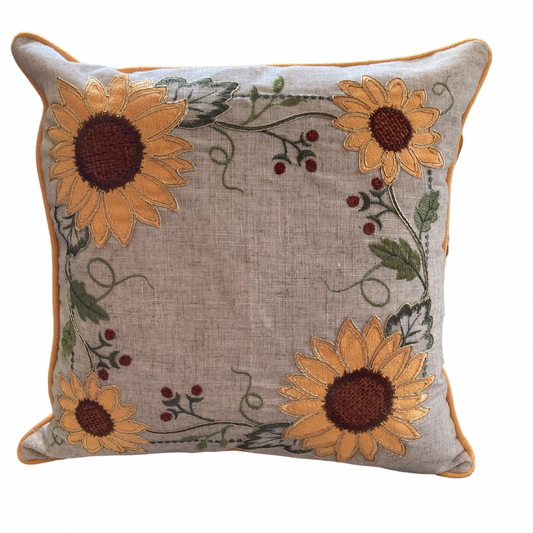 Sunflower with Yellow Trim Cushion
