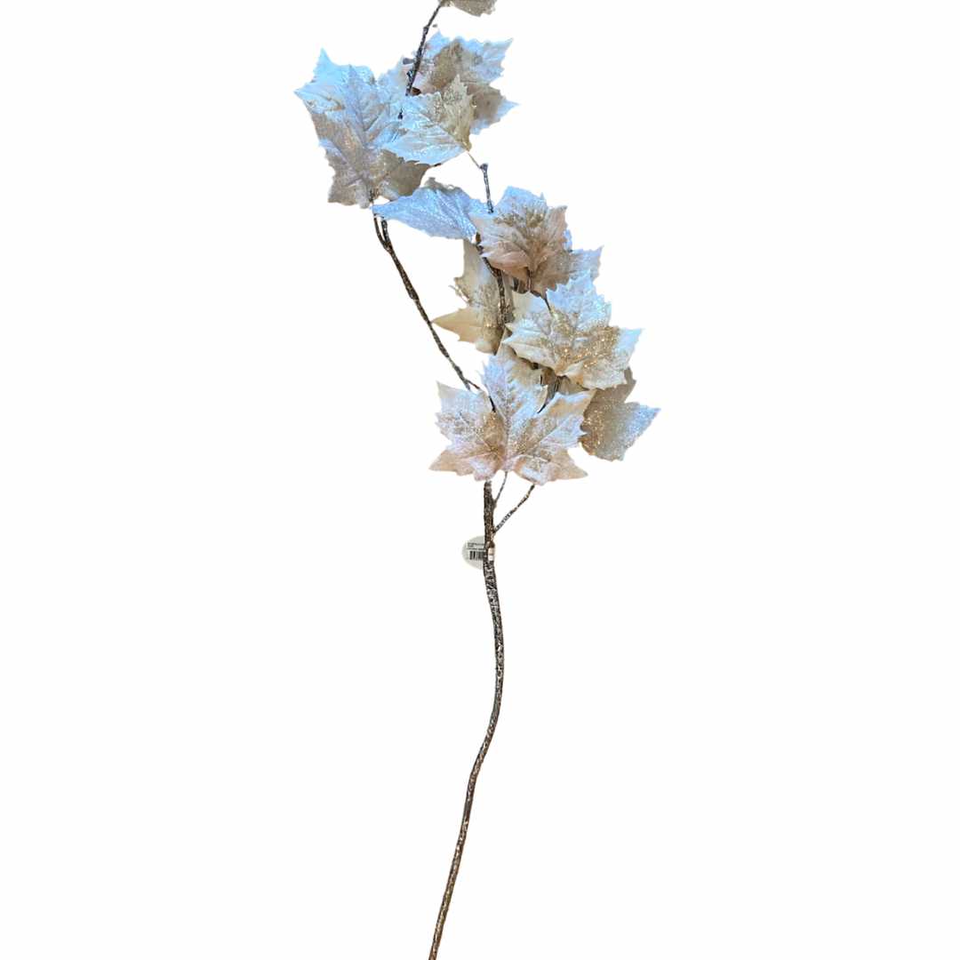 Cream Metallic Maple Leaf Spray