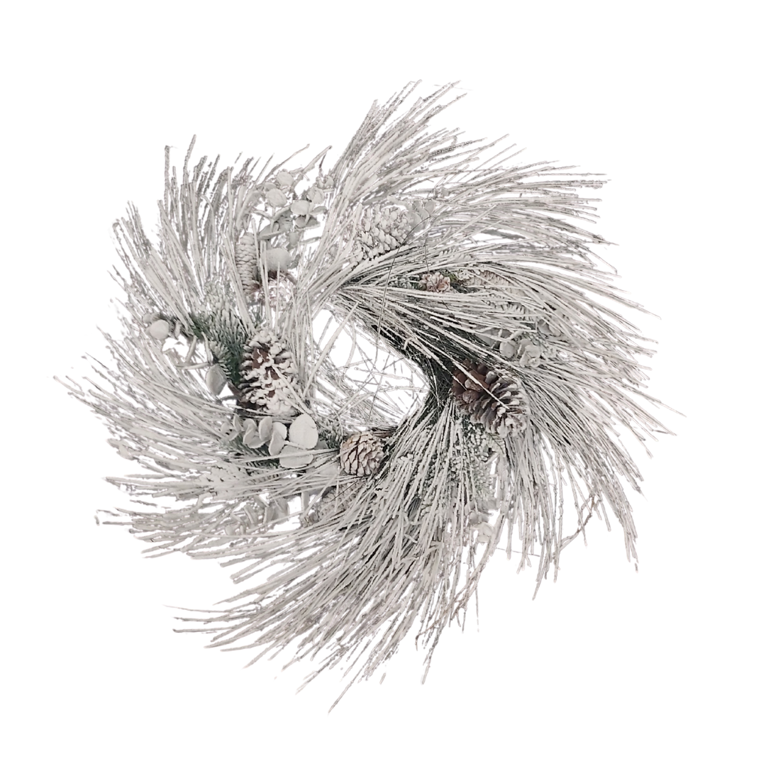 Snowed Sugar Pine Wreath with Pinecones 36"