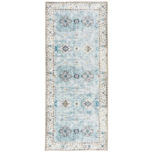 Bev Realife Washable Rugs - Ivory Blue