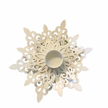 White Snowflake Tea Light Holder