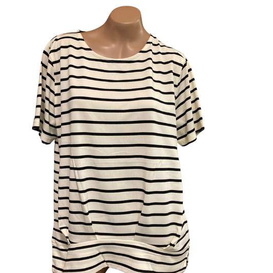Off White and Black Striped Top