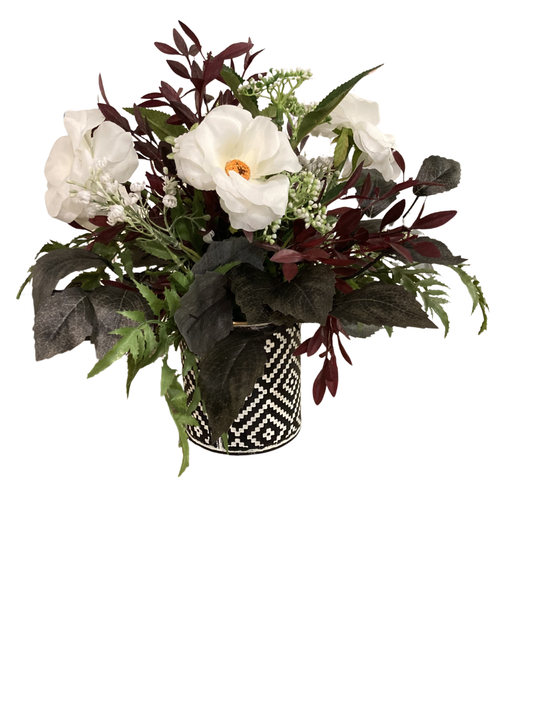 Floral Arrangement in Black and White Pot *Store Pick Up Only