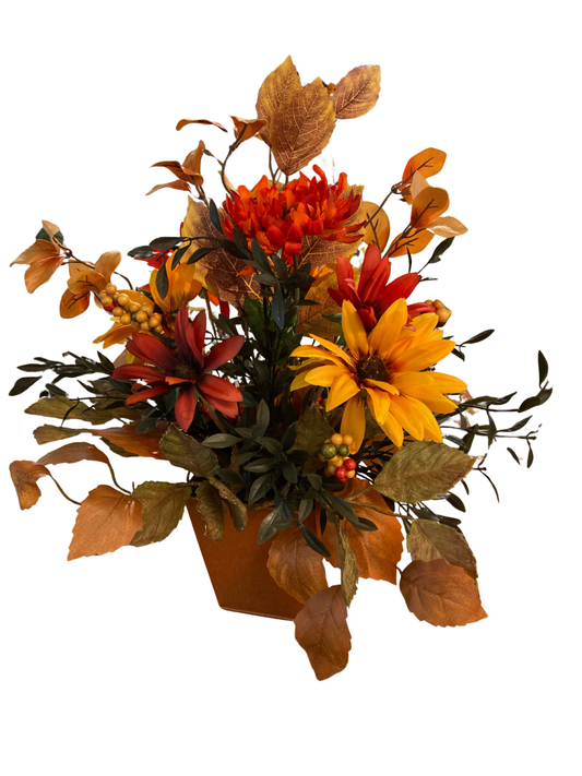 Fall Arrangement in Orange Pot *Store Pick Up Only
