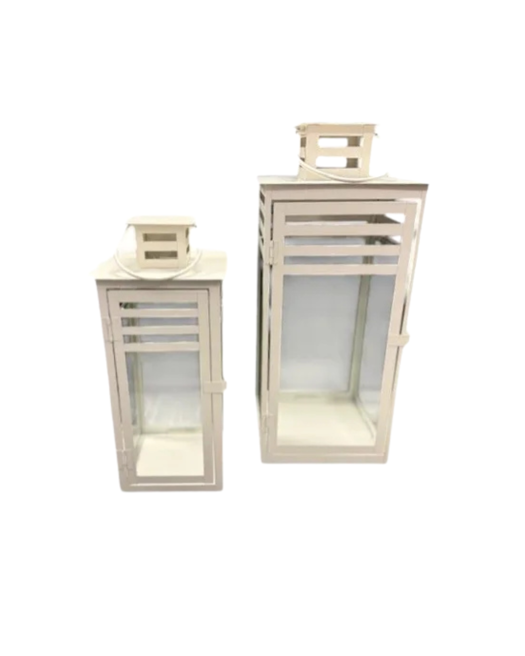 White Metal Frame Lantern (2 Sizes)