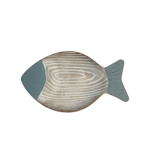 Wooden Fish Tray -Blue - Large