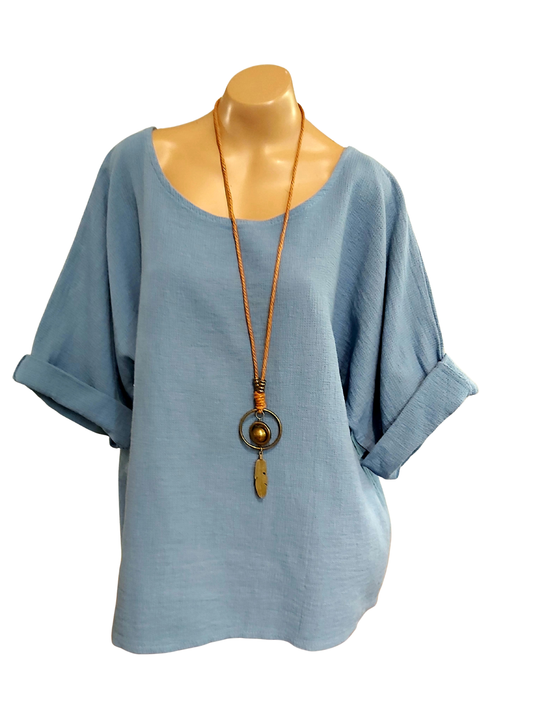Blue Cotton Top - Joshua & Company