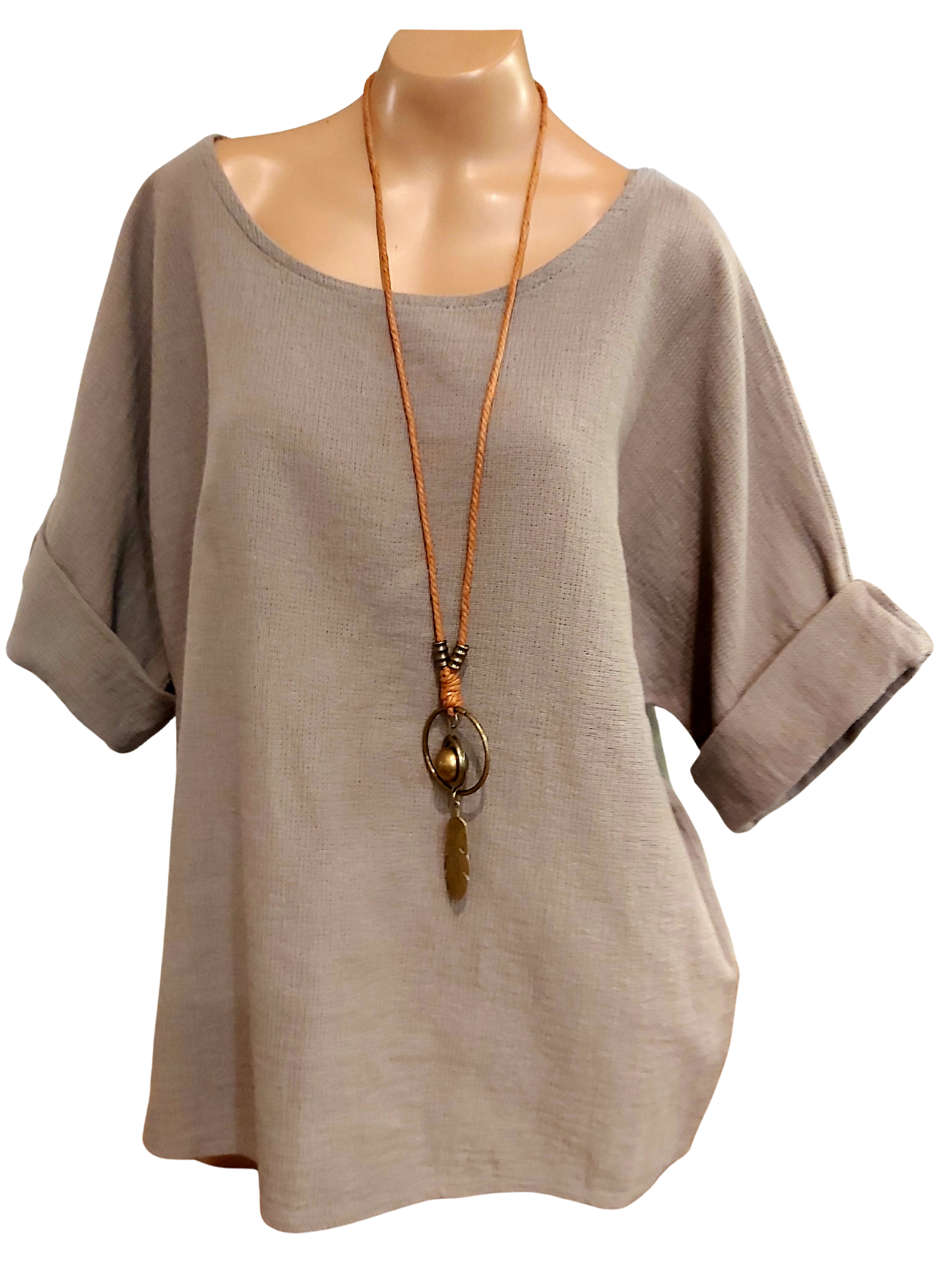 Taupe Cotton Top - Joshua & Company