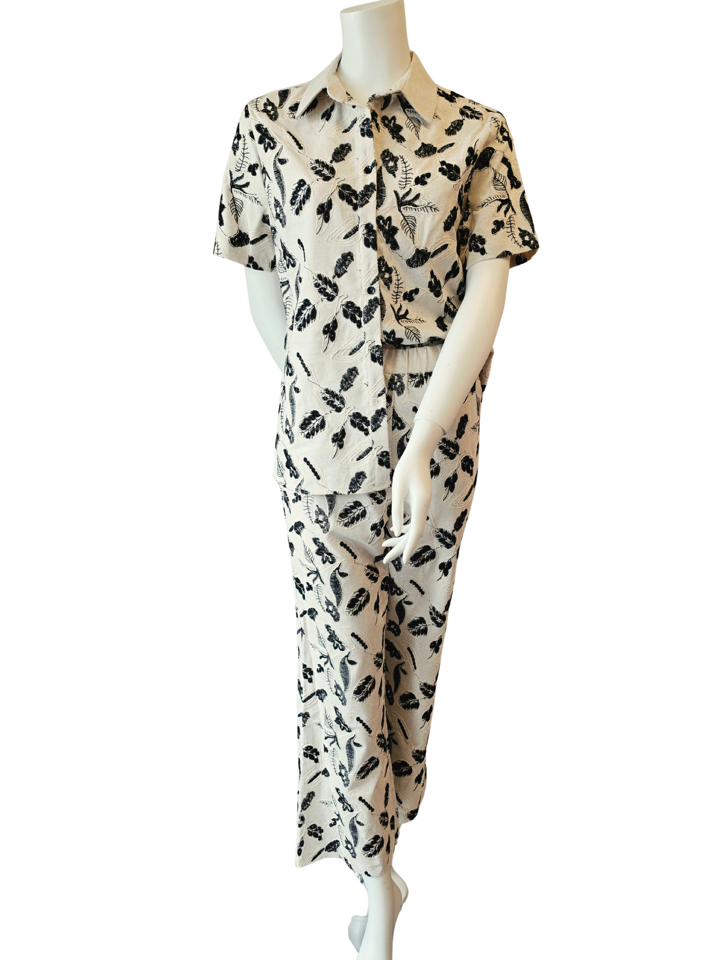 Beige Top with Black Applique - Joshua & Company