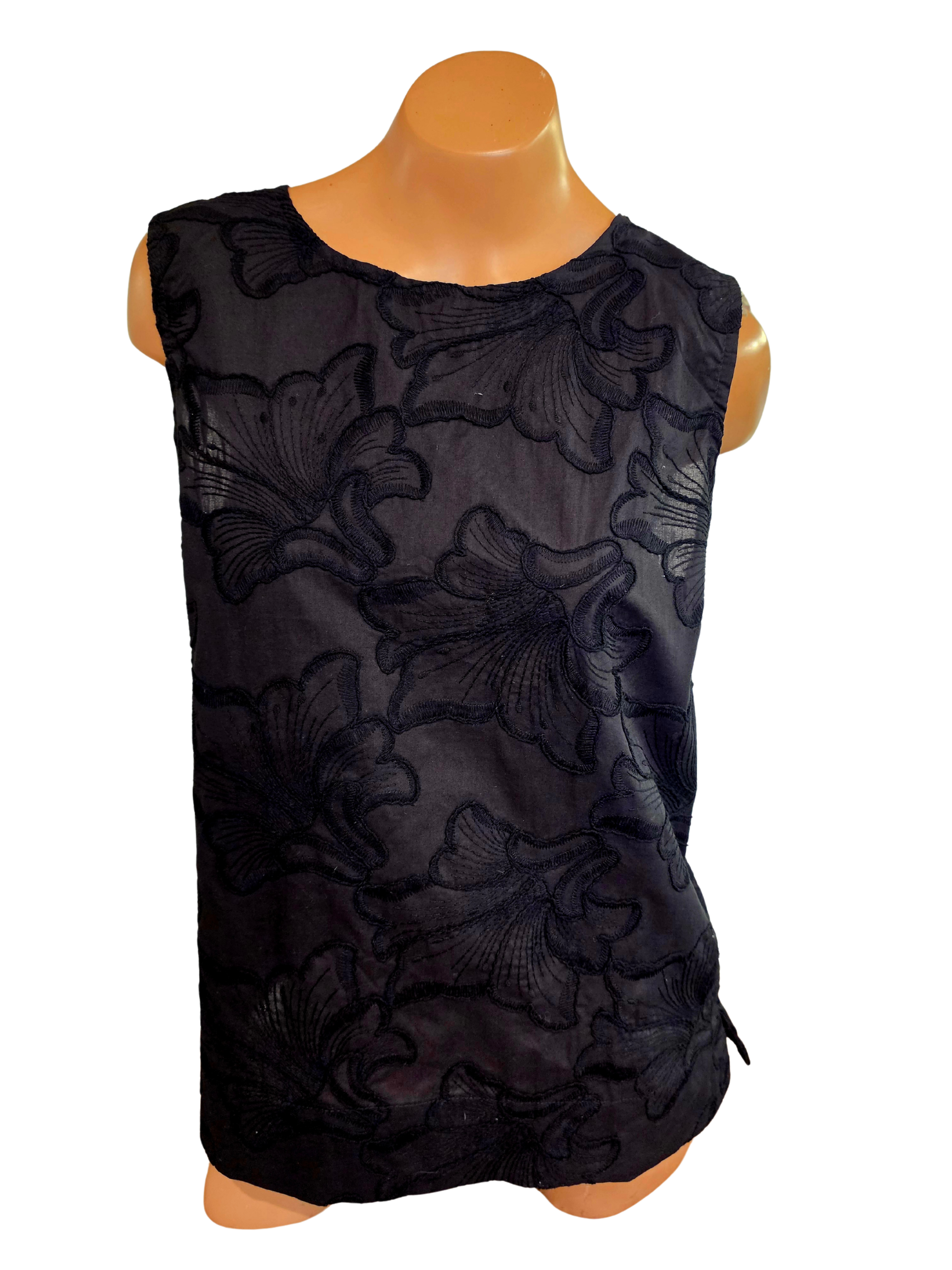 Black Sleeveless Top with Applique - Joshua & Company