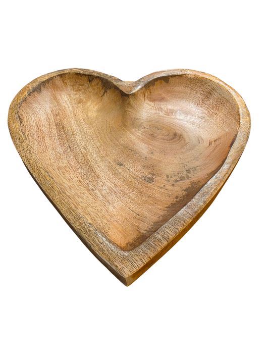 Wooden Heart Dish 10"
