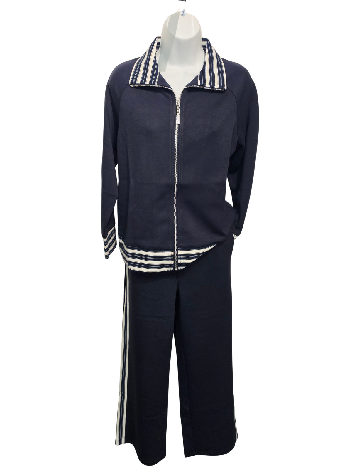 Navy and White Trim Jacket with Matching Pants (2pc Set)