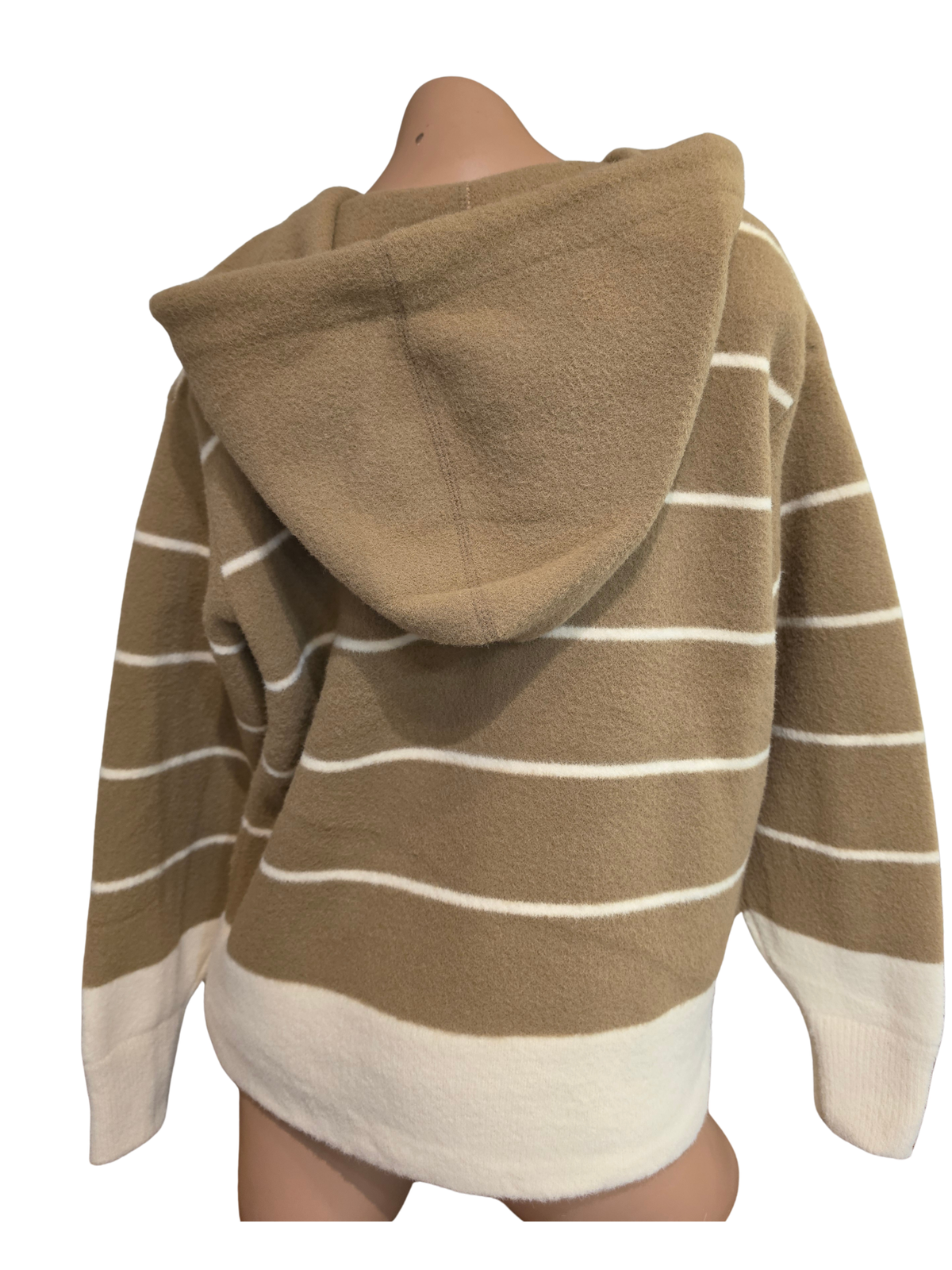 Beige Sweater Jacket with Hood