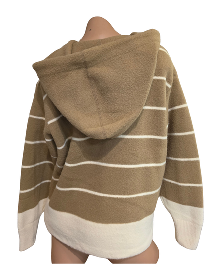 Beige Sweater Jacket with Hood