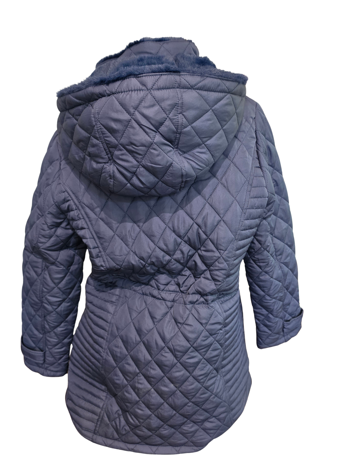 Blue Quilted Hooded Jacket