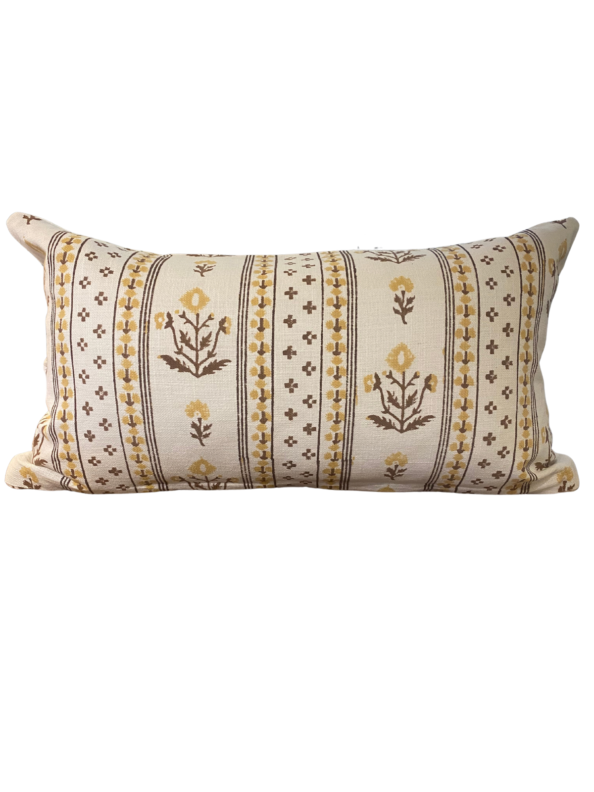 Yellow Block Print Rectangle Cushion