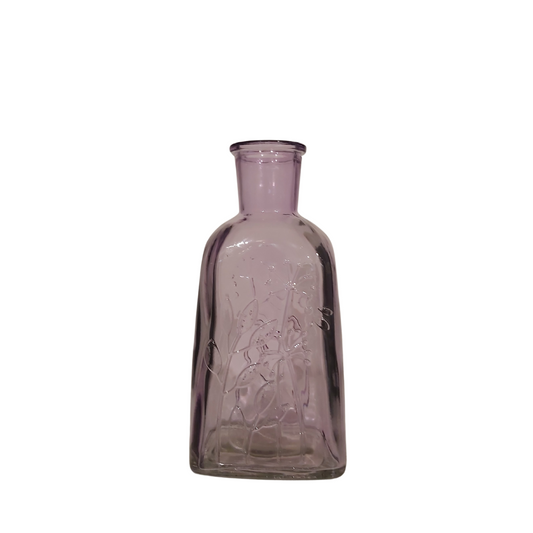 Glass Bud Vase with Botanical Design (Assorted Purple Colours)