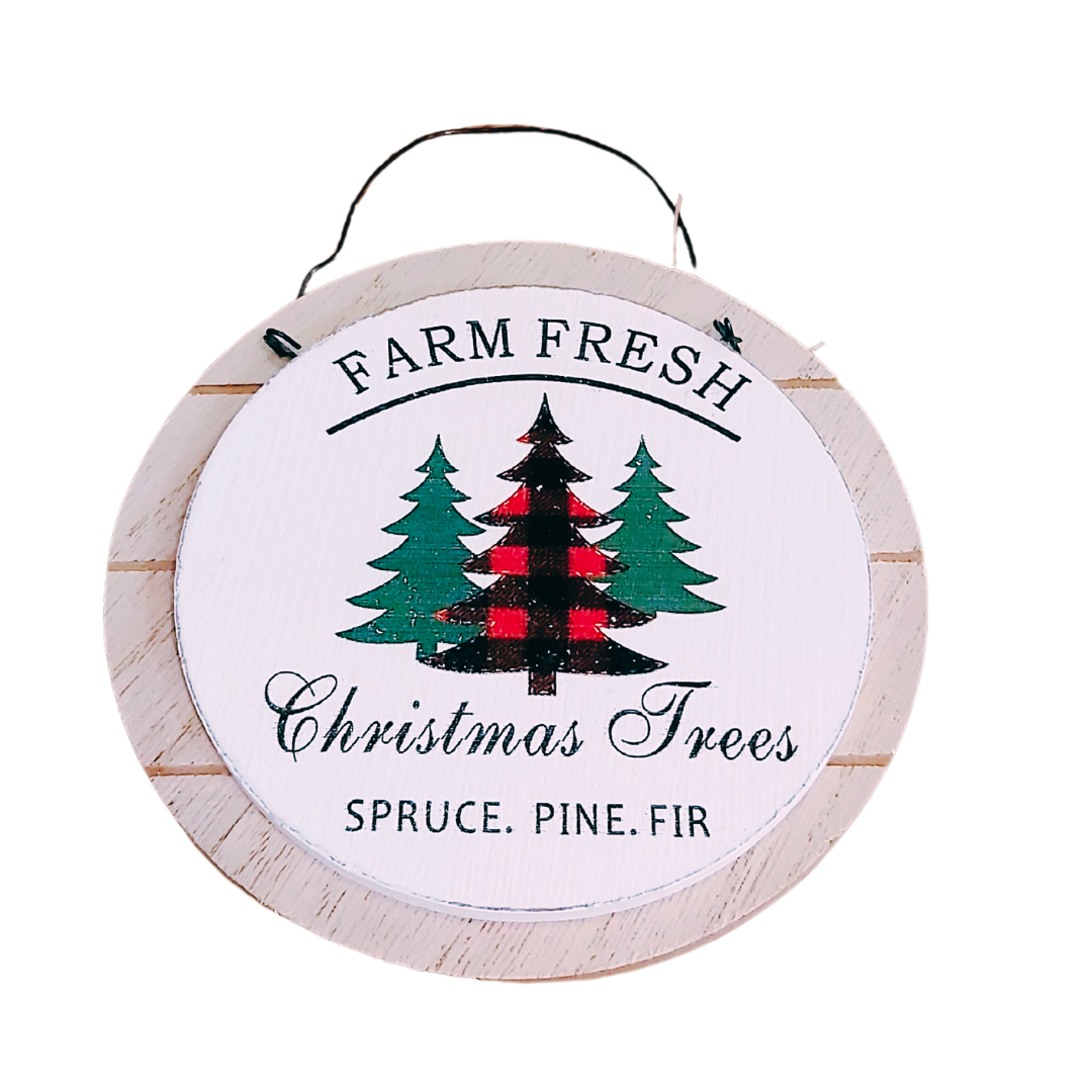Hanging Ornament with Plaid Trim (2 styles)