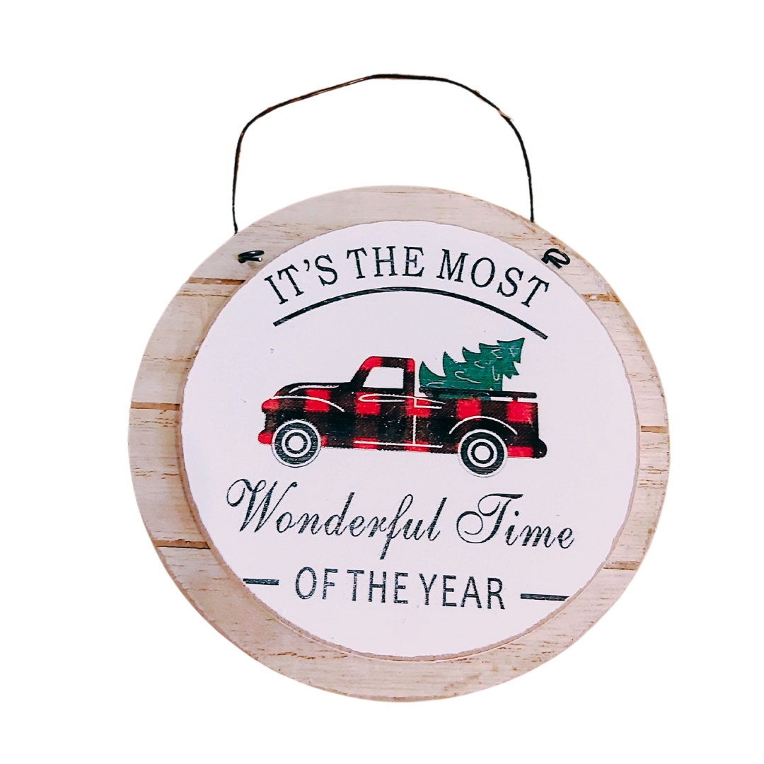 Hanging Ornament with Plaid Trim (2 styles)