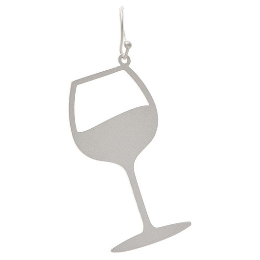 Silver Wine Glass Earrings