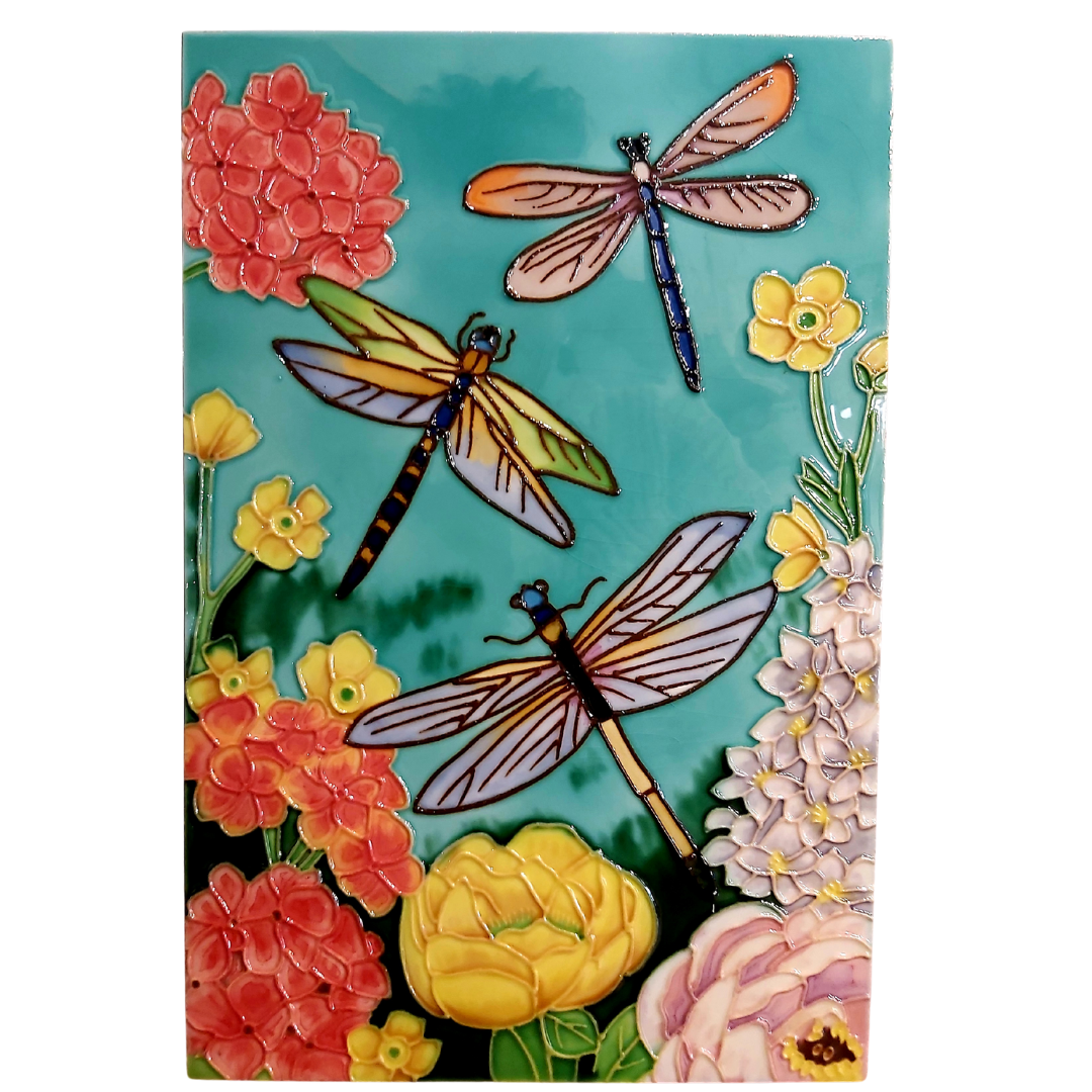 Dragonfly Garden Tile 8" x 12"