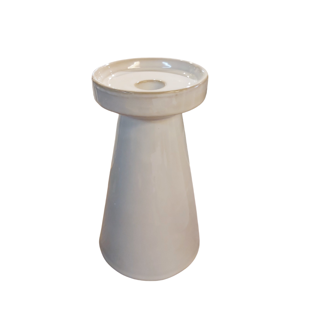 White Ceramic Candle Holder Large - Joshua & Company