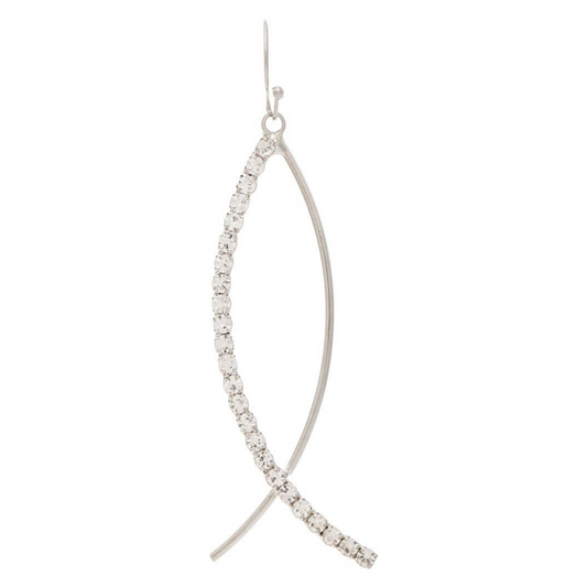 Silver and Crystal Fish Earrings