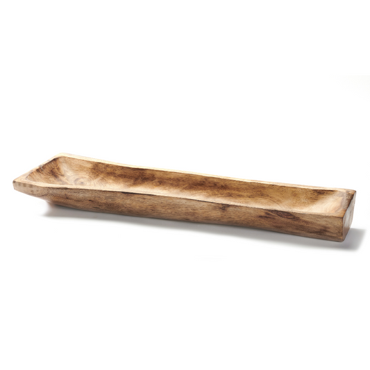 Mango Wood Carved Tray (Shape Will Vary) **Store Pickup Only**