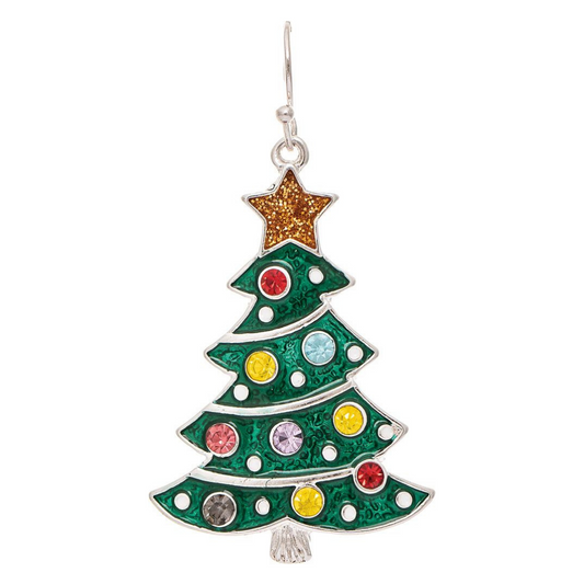 Crystal Gems Christmas Tree Earrings