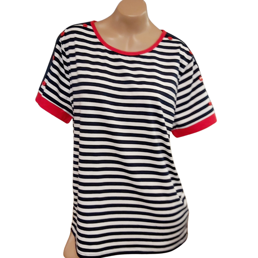 Navy and Red Combo Top